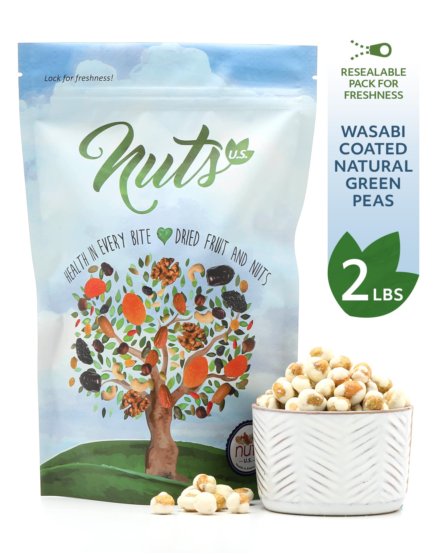 Amazon.com: NUTS U.S. - Wasabi Coated Natural Green Peas | 100